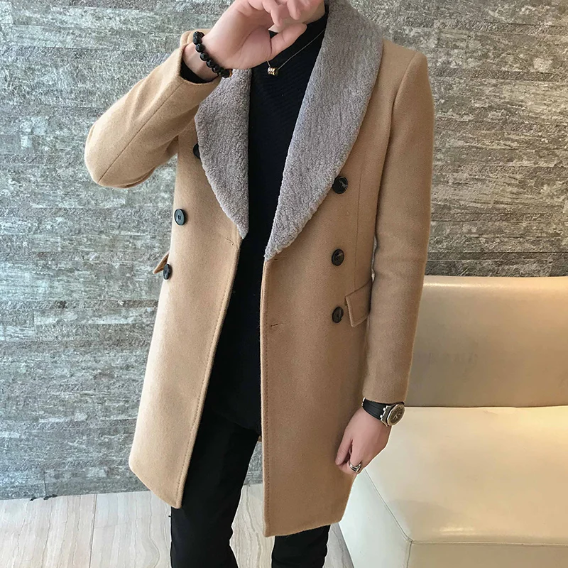 Fashion Slim Warm Woolen Blended Coat Men Winter Windbreaker Fashion Lapel Thick Section Fur Collar Long Double-breasted Simple
Fashion Slim Warm Woolen Blended Coat Men Winter Windbreaker Fashion Lapel Thick Section Fur Collar Long Double-breasted Simple