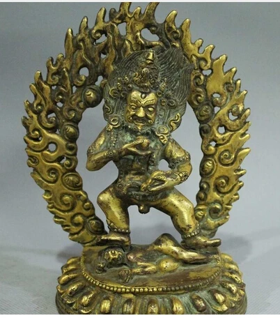 Copper Brass CHINESE crafts decor ation Asian 8 "Tibet Budismo Bronze 24 K Ouro Preto Jambhala Buda Mammon Riqueza Deus
Copper Brass CHINESE crafts decor ation Asian 8 "Tibet Budismo Bronze 24 K Ouro Preto Jambhala Buda Mammon Riqueza Deus