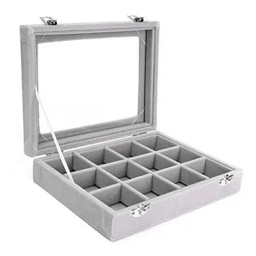 Grey 12 Grid Velvet Glass Jewelry Ring Display Organiser Box Tray Holder Earrings Storage Case
Grey 12 Grid Velvet Glass Jewelry Ring Display Organiser Box Tray Holder Earrings Storage Case