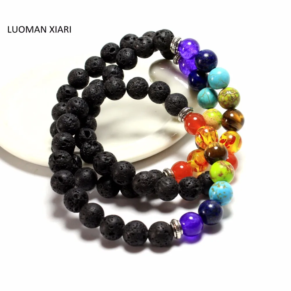 Wholesale 7 Color Design High Quality Natural Black Lava Stone Bracelets Jewelry Imperial Beads Stretch Energy Yoga Gift 19mm
Wholesale 7 Color Design High Quality Natural Black Lava Stone Bracelets Jewelry Imperial Beads Stretch Energy Yoga Gift 19mm
