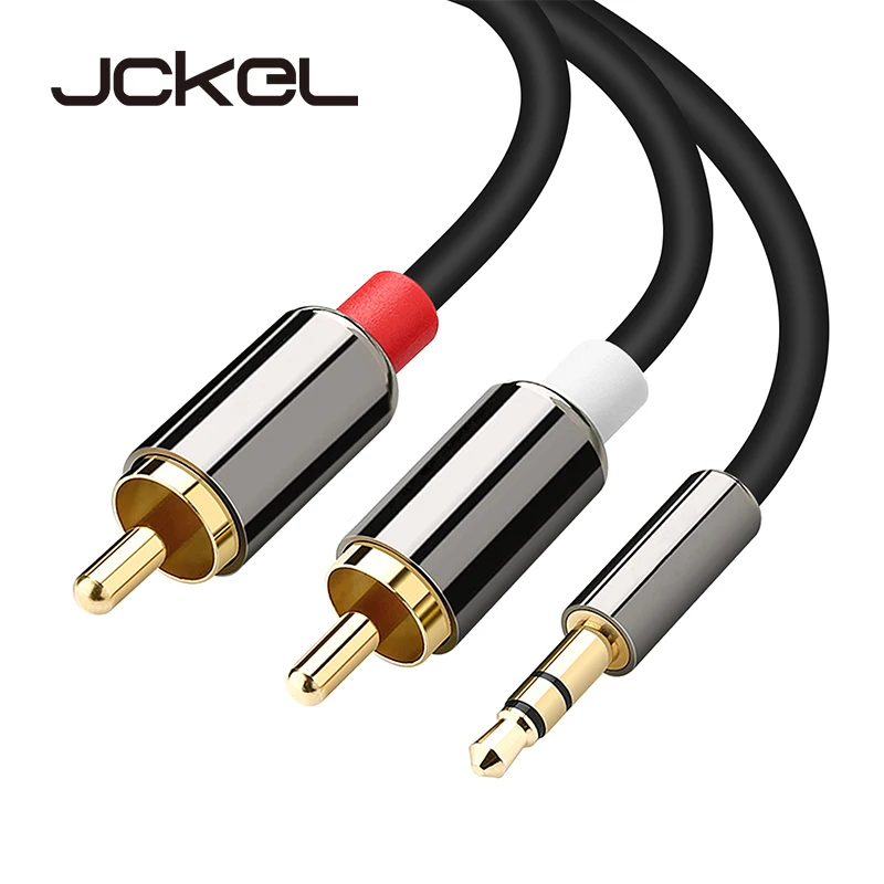 JCKEL 3 5 мм разъем папа 2 RCA Мужской Аудио Aux кабель для усилителя телефона наушников
