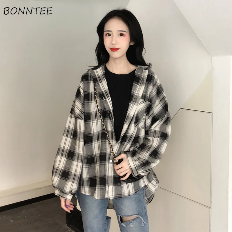 Blouses Women Plaid Trendy Elegant All-match High-quality Korean Style Loose Leisure Daily Womens Female Lovely Simple 2020 New
Blouses Women Plaid Trendy Elegant All-match High-quality Korean Style Loose Leisure Daily Womens Female Lovely Simple 2020 New