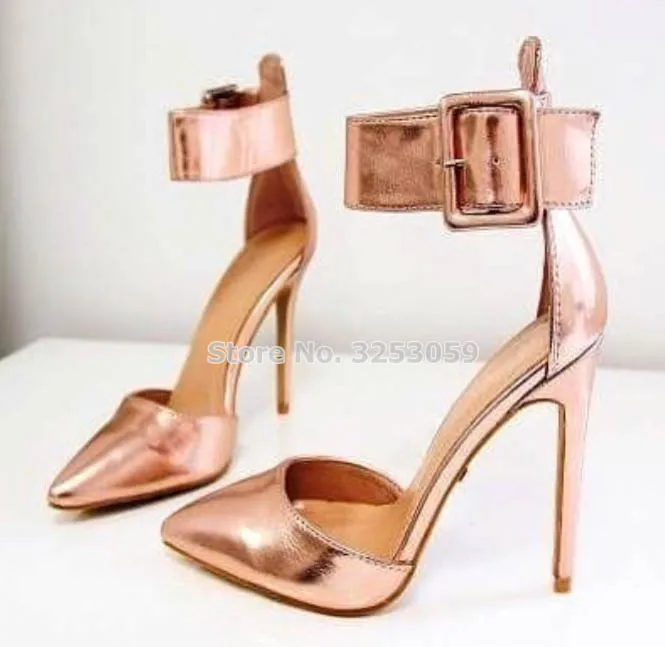 

ALMUDENA Women Exquisite Gold Heels Rose Gold Silver Pointed Toe Shallow Dress Shoes Nightclub Stage Shoes Dropship Pumps