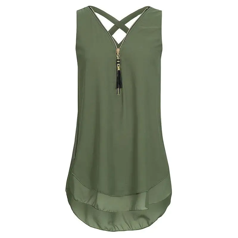 2021 Summer Sleeveless Zipper Criss Cross Chiffon Shirt Women Fashion V-Neck Blouse Tops Streetwear Plus Size S-5XL WS7080C
2021 Summer Sleeveless Zipper Criss Cross Chiffon Shirt Women Fashion V-Neck Blouse Tops Streetwear Plus Size S-5XL WS7080C