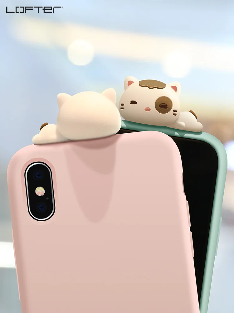 Lofter милый чехол для телефона Apple iPhone X мультяшный Чехол мобильного жидкий
