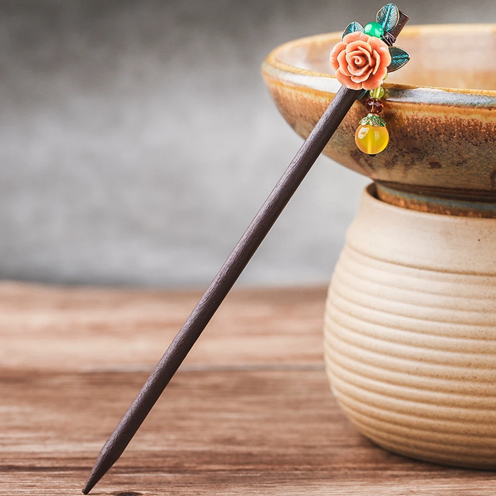 Vintage Hair Sticks Resin Rose Decorative Alloy Leaves Dangle Yellow Beads Wooden Hairpins Women Bridal Hair Jewelry Accessories
Vintage Hair Sticks Resin Rose Decorative Alloy Leaves Dangle Yellow Beads Wooden Hairpins Women Bridal Hair Jewelry Accessories