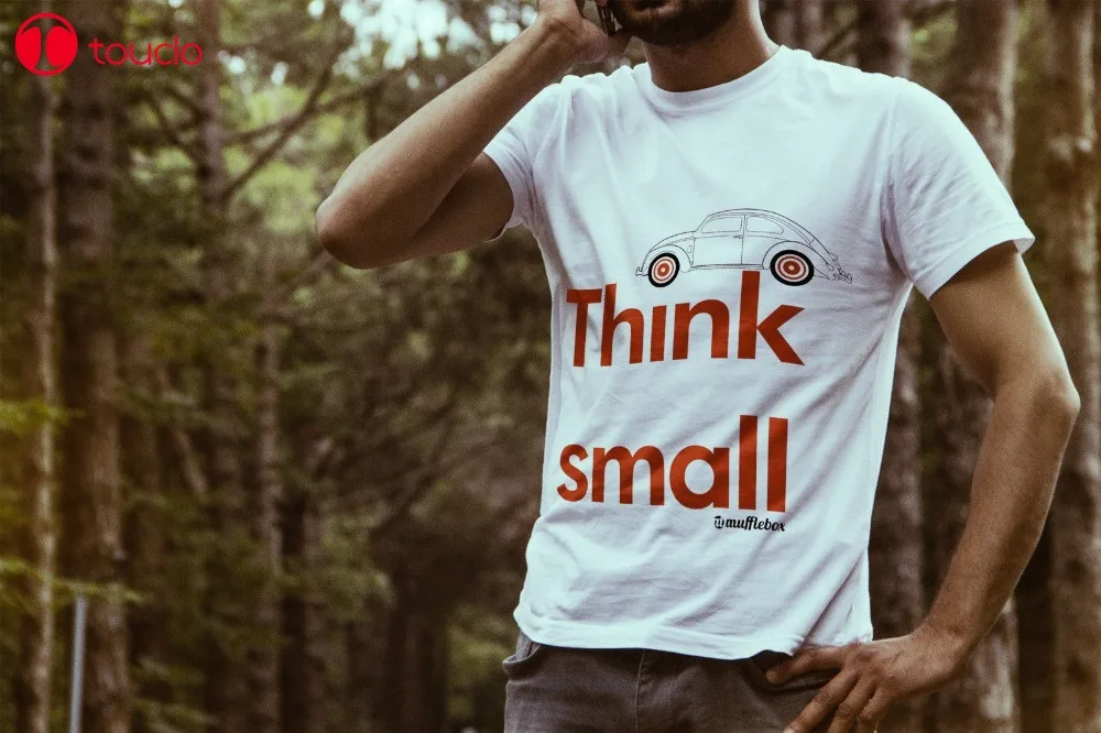 Мужская футболка 2019 немецкая Классическая с машинкой Think Small Car. Размер S M L Xl Xxl