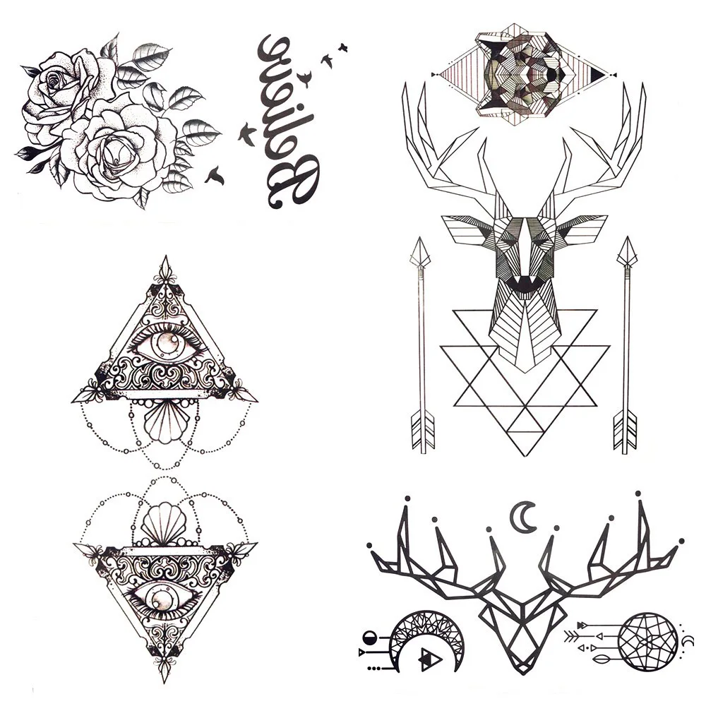 Henna Eye Geometric Triangle Elk Temporary Tattoo Men Black Arrow Tattoo Stickers Deer Horn Women Body Arm Art Waterproof Tatoo
Henna Eye Geometric Triangle Elk Temporary Tattoo Men Black Arrow Tattoo Stickers Deer Horn Women Body Arm Art Waterproof Tatoo