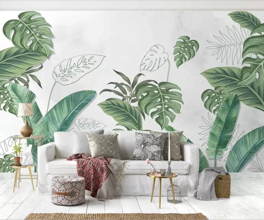 Customized large-scale 3D mural wallpaper fresh Nordic plants hand-painted leaves tropical background wall
Customized large-scale 3D mural wallpaper fresh Nordic plants hand-painted leaves tropical background wall
