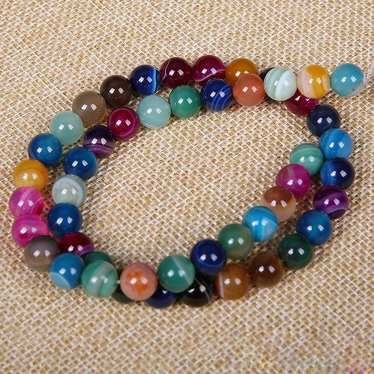 Natural colorful lines stone beads jewelry accessories DIY scattered beads round beads semi - finished products
Natural colorful lines stone beads jewelry accessories DIY scattered beads round beads semi - finished products