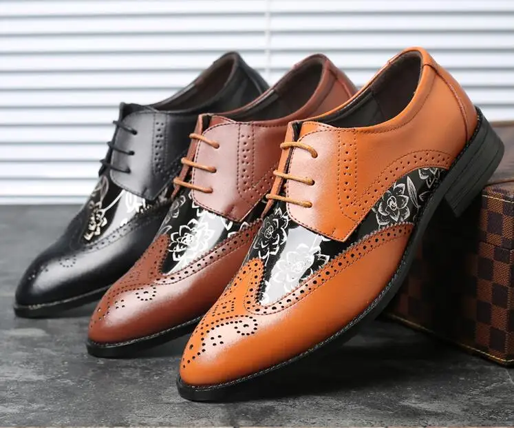 Lace-Up British Style Shoes Men's Stylish Pointed Toes Brogue Shoes Carved Patchwork Printed Genuine Leather Dress
Lace-Up British Style Shoes Men's Stylish Pointed Toes Brogue Shoes Carved Patchwork Printed Genuine Leather Dress