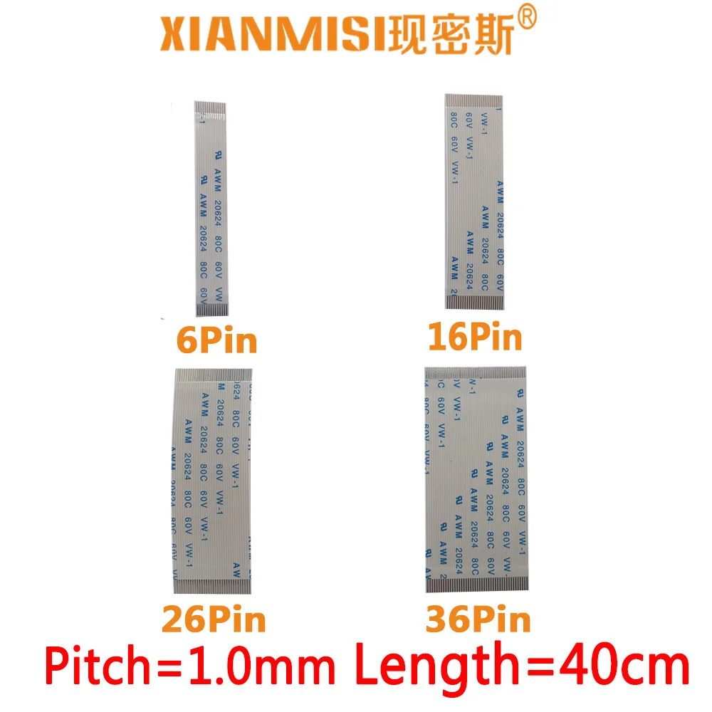 FFC/FPC Flat Flex Ribbon Cable 6Pin 16Pin 26Pin 36Pin Same Side 1.0mm Pitch AWM VW-1 20624 20798 80C 60V Length 40cm 5PCS
FFC/FPC Flat Flex Ribbon Cable 6Pin 16Pin 26Pin 36Pin Same Side 1.0mm Pitch AWM VW-1 20624 20798 80C 60V Length 40cm 5PCS