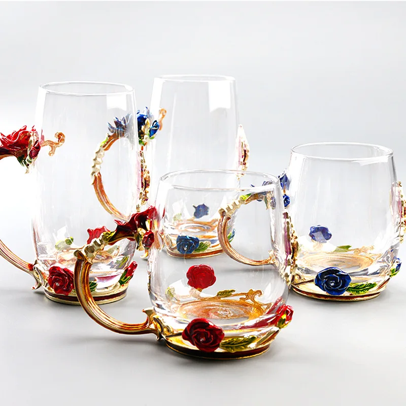 ELETON Enamel color water cup flower tea rose tea cup crystal heat resistant lead-free glass Drinkware Wedding gift cup
ELETON Enamel color water cup flower tea rose tea cup crystal heat resistant lead-free glass Drinkware Wedding gift cup