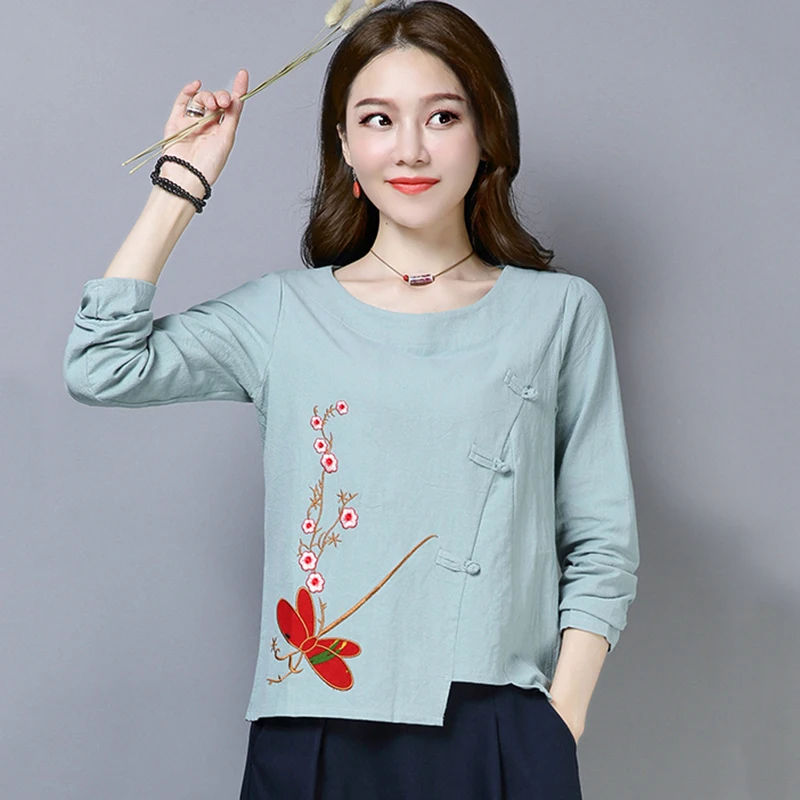 Chic Fashion Tops Spring Casual Loose Women's Blouse Cotton Linen Butterfly Embroidery Floral Woman Shirt Blusas Mujer De Moda
Chic Fashion Tops Spring Casual Loose Women's Blouse Cotton Linen Butterfly Embroidery Floral Woman Shirt Blusas Mujer De Moda