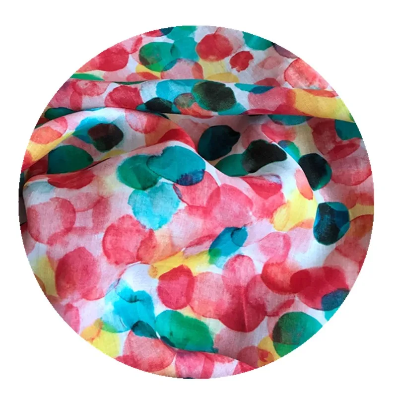 Pure natural ramie fabric Colour dot printing patchwork High-end thin summer dress gown dress tissus
Pure natural ramie fabric Colour dot printing patchwork High-end thin summer dress gown dress tissus