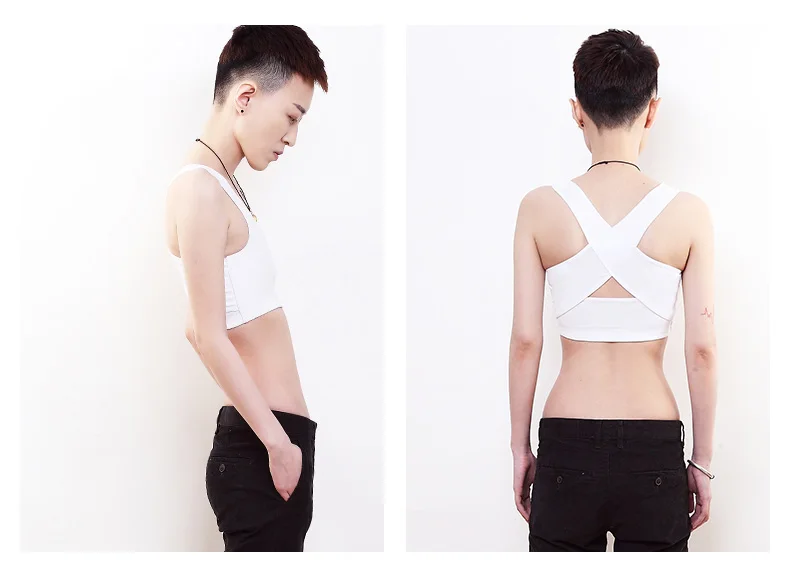 Lesbian Tomboy Vest Les Tank Top Corset Cross Back Short Bandage Sculpting Comfort Strengthen Breathable Summer | Женская одежда
