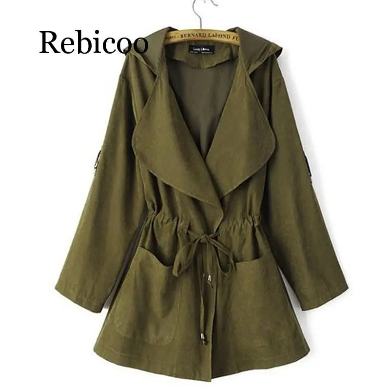 Autumn Women's Casual Hooded Windbreaker Coat Turndown Collar Overcoat Outerwear Coat Solid Color Trench Belt Slim Tops Coat
Autumn Women's Casual Hooded Windbreaker Coat Turndown Collar Overcoat Outerwear Coat Solid Color Trench Belt Slim Tops Coat