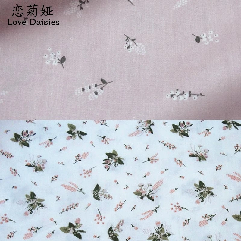 

100% хлопок, в японском стиле, белая, розовая, маленькая Цветочная саржевая ткань, «сделай сам» для детей, постельное белье, одежда, платье, лоскутное шитье, ткань для квилтинга