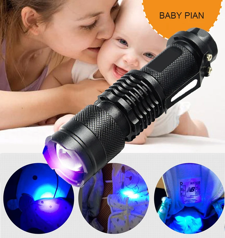 365nm/395nm UV Flashlight Ultra Violet Light Zoomable UV light Torch Lamp For Marker Checker Detection Use AA/14500 battery
365nm/395nm UV Flashlight Ultra Violet Light Zoomable UV light Torch Lamp For Marker Checker Detection Use AA/14500 battery