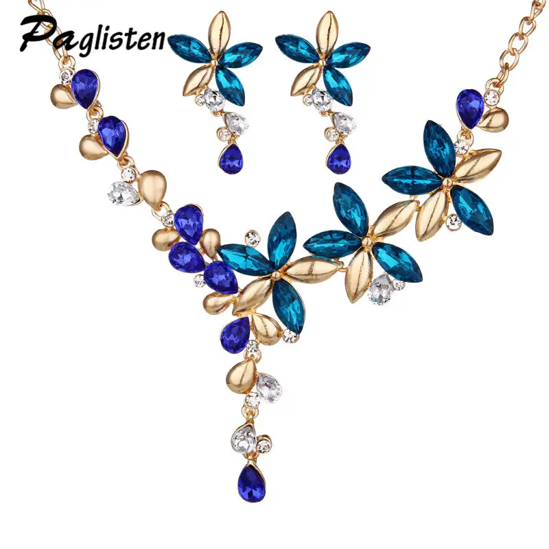 Luxury Gold Color Flower Jewelry Sets For Women Wedding with Colorful Crystal Flower Necklace/ Earrings Engagement Party Gift
Luxury Gold Color Flower Jewelry Sets For Women Wedding with Colorful Crystal Flower Necklace/ Earrings Engagement Party Gift