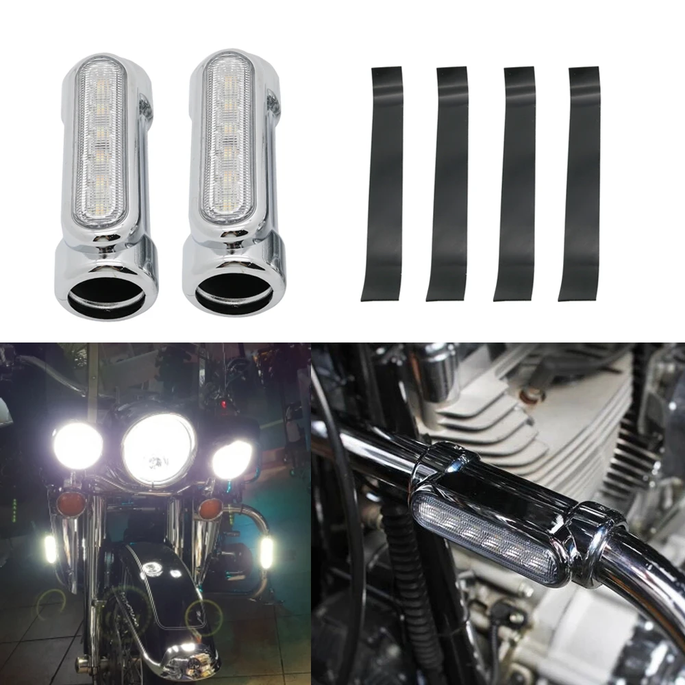 Хром для 1 25 "Crash Bars Harley Motorcycle Touring Bikes Highway Bar Switchback светильник вождения белый