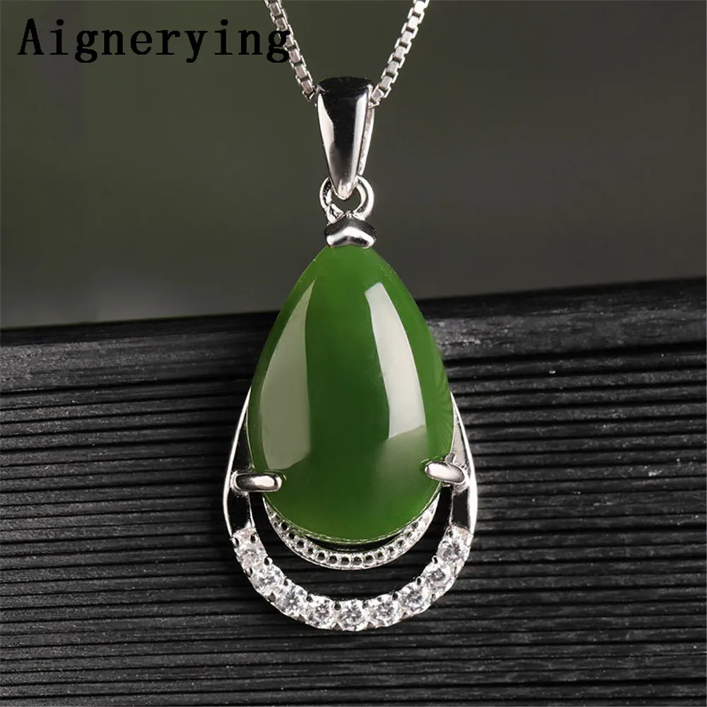 Vintage Necklace Certificate 925 silver Pendant Green Jade Zircon Inlaid Green Jade Cute For Woman Charm Gift with Box
Vintage Necklace Certificate 925 silver Pendant Green Jade Zircon Inlaid Green Jade Cute For Woman Charm Gift with Box