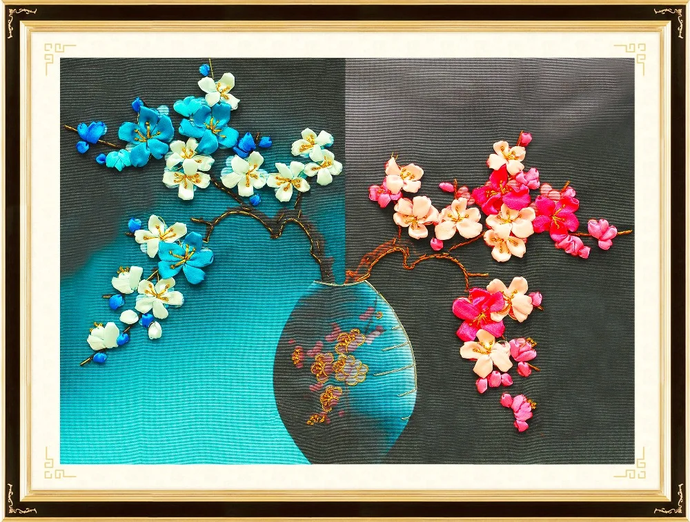 10pcs/lot 60x45cm 3D plum flower vase Ribbon embroidery painting set handcraft embroidery DIY handmade needlework wall art decor
10pcs/lot 60x45cm 3D plum flower vase Ribbon embroidery painting set handcraft embroidery DIY handmade needlework wall art decor