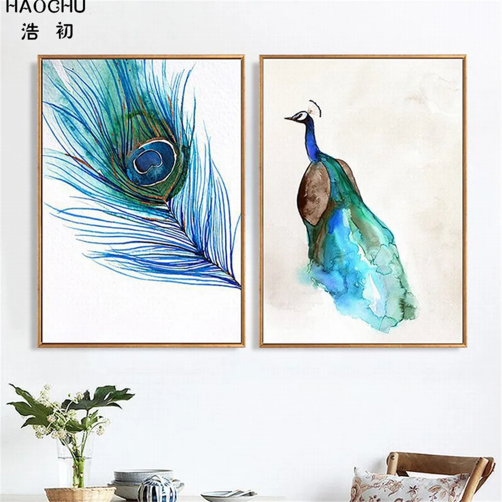 HAOCHU Nordic adornment Peacock Feathers Canvas Wall Paintings Home bedroom kids room School Cafe Bar Decor
HAOCHU Nordic adornment Peacock Feathers Canvas Wall Paintings Home bedroom kids room School Cafe Bar Decor