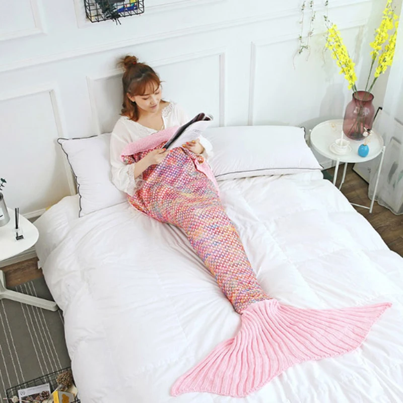 Горячая Распродажа хвост русалки искусственное трикотажное одеяло для сна