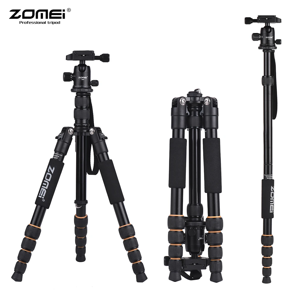 

ZOMEI Q666 легкий портативный профессиональный штатив для путешествий монопод алюминиевая шаровая Головка Для цифровой SLR DSLR камеры штатив