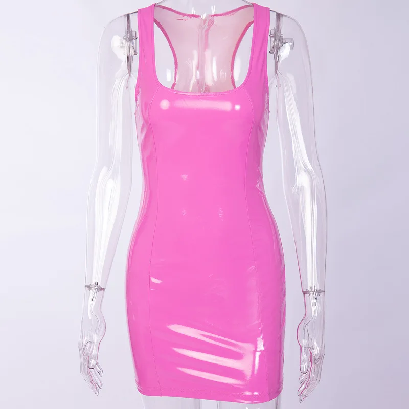Мини-платье из искусственной кожи ночная сексуальная клубная одежда облегающее