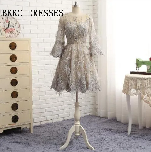 Short Cocktail Dresses Lace With Feather Knee Length Prom Dress Vestido De Festa Court
Short Cocktail Dresses Lace With Feather Knee Length Prom Dress Vestido De Festa Court