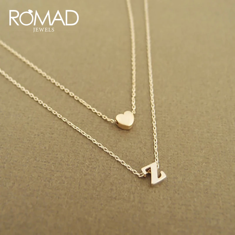 Ожерелье ROMAD маленькая Начальная имя 26 букв ожерелье Love Heart золотая цепочка-чокер