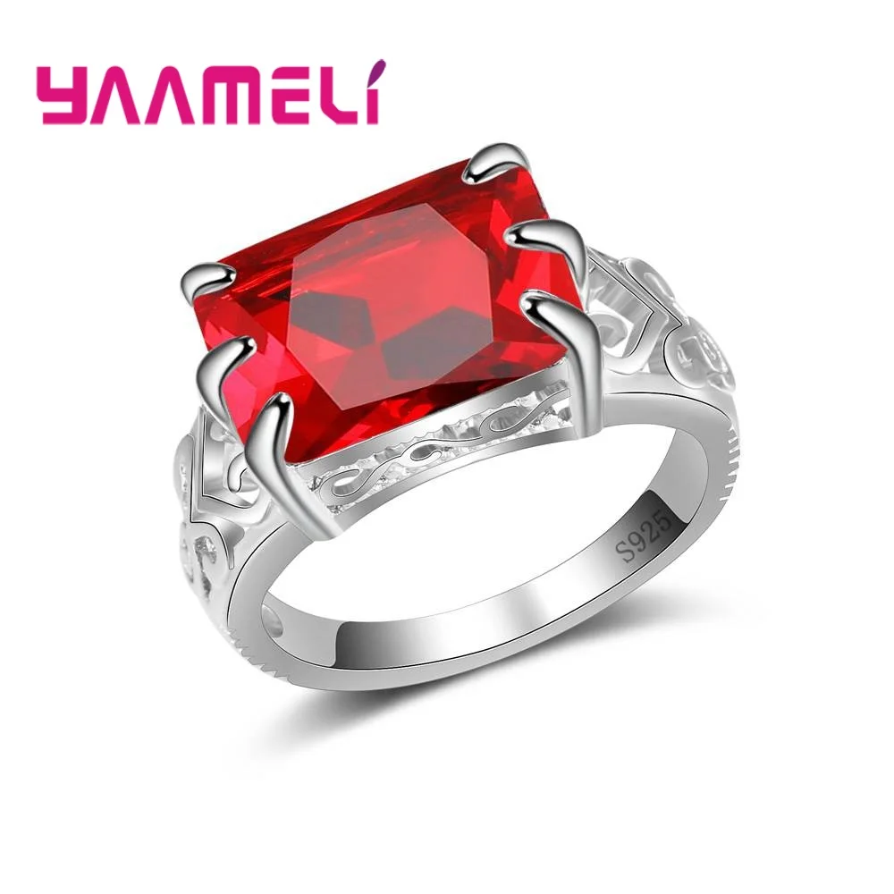 Real 925 Sterling Silver Prong Setting Red Good Cubic Zirconia Austrian Crystal Finger Rings For Women Female Bijoux
Real 925 Sterling Silver Prong Setting Red Good Cubic Zirconia Austrian Crystal Finger Rings For Women Female Bijoux