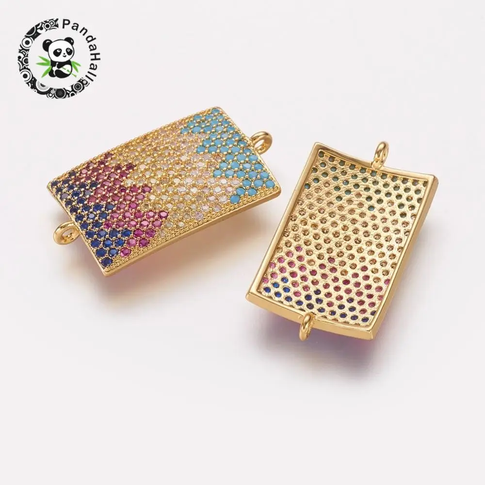 Brass Micro Pave Cubic Zirconia Links, Rectangle, Golden, 26.5x14x2mm, Hole: 1.5mm
Brass Micro Pave Cubic Zirconia Links, Rectangle, Golden, 26.5x14x2mm, Hole: 1.5mm