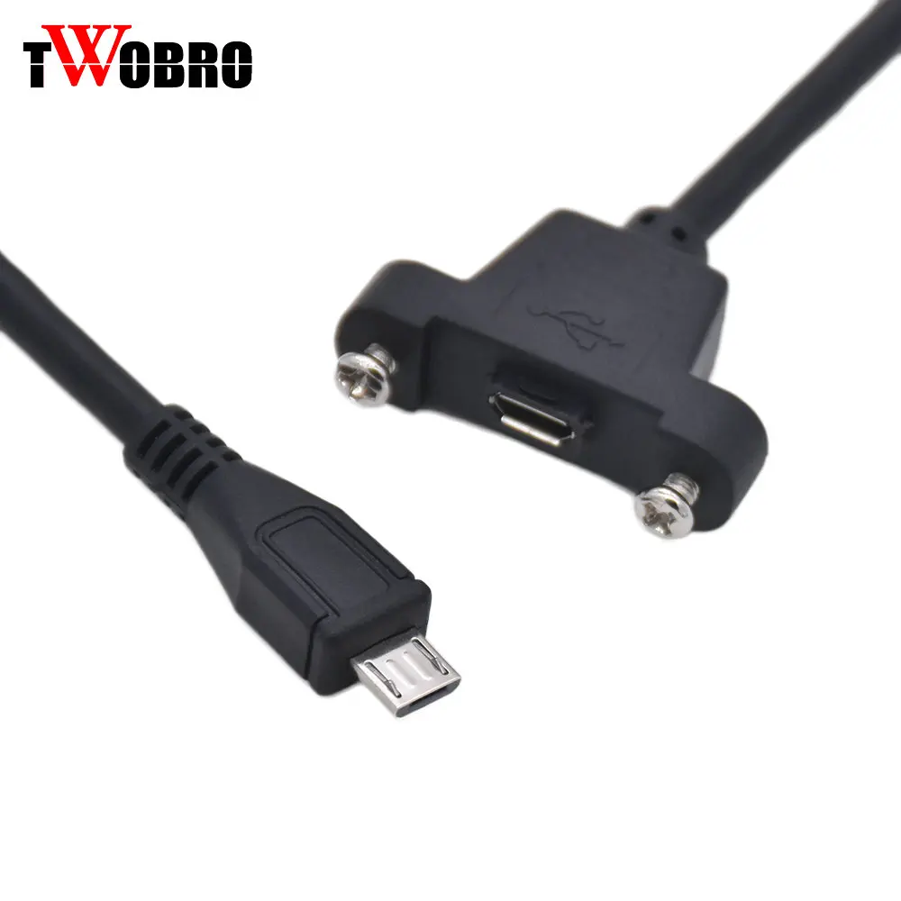 100 шт. Micro USB 2 0 штекер к Женский удлинитель 30 см 50 с винтами панель крепление