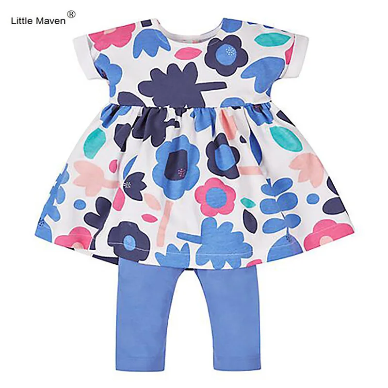 New Brand Girl Set Little Maven 1-6 Years Flower Printing Summer Set 100% Cotton Short sleeved dress+Pant Children Set
New Brand Girl Set Little Maven 1-6 Years Flower Printing Summer Set 100% Cotton Short sleeved dress+Pant Children Set