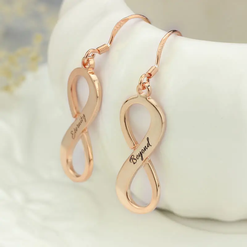 AILIN Rose Gold Color Infinity Earring Engraved Symbol Jewelry for Girls | Украшения и аксессуары