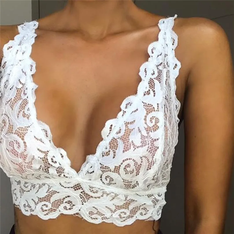 New Women Summer Sexy Lingerie Corset Casual Daily Lace Solid Flowers Bralette Bralet Bra Tank Cami Crop Underwear #4F02 | Женская