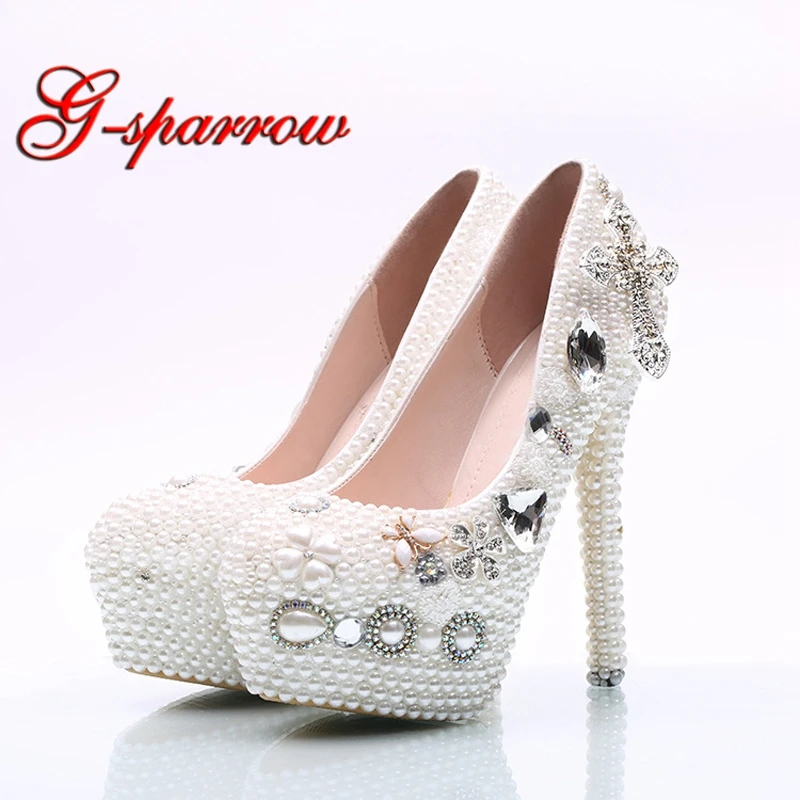 White Pearl Wedding Shoes Plus Size US 12 Cross Rhinestone Platform Bridal Wedding Ceremony Shoes Women Banquet Dress Pumps
White Pearl Wedding Shoes Plus Size US 12 Cross Rhinestone Platform Bridal Wedding Ceremony Shoes Women Banquet Dress Pumps