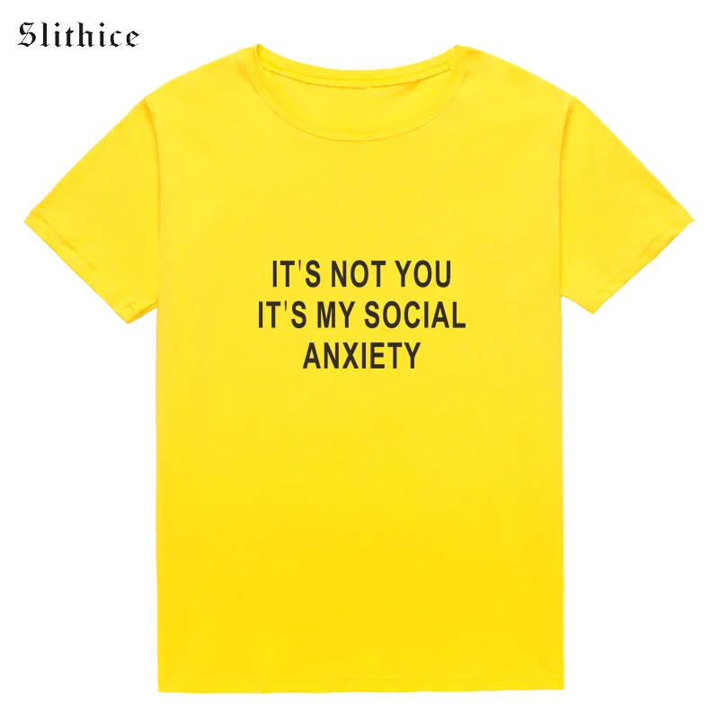 Футболка женская Slithice летняя футболка с надписью IT'S NOT YOU MY SOCIAL беспокойство |
