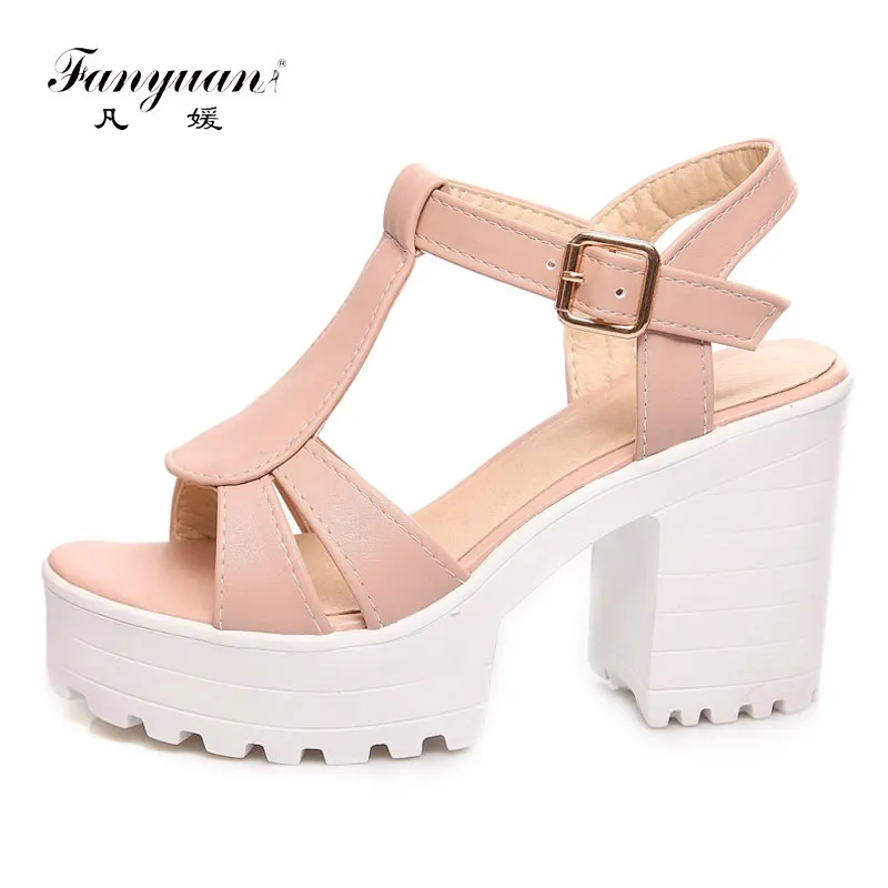 Fanyuan Women Sandals Summer Shoes Elegant T-Strap Thick High Heels Platform Sandals Open Toe Party Dress Shoes Woman Sandals
Fanyuan Women Sandals Summer Shoes Elegant T-Strap Thick High Heels Platform Sandals Open Toe Party Dress Shoes Woman Sandals