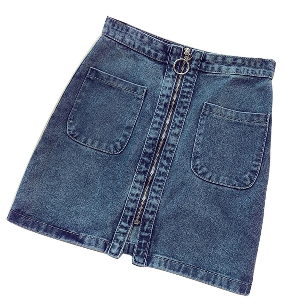 KLV Skirt Women Summer New Korean High Waist Zipper Pocket Student Short Denim Skirt Fashion high quality 2019 dropship 5.6
KLV Skirt Women Summer New Korean High Waist Zipper Pocket Student Short Denim Skirt Fashion high quality 2019 dropship 5.6