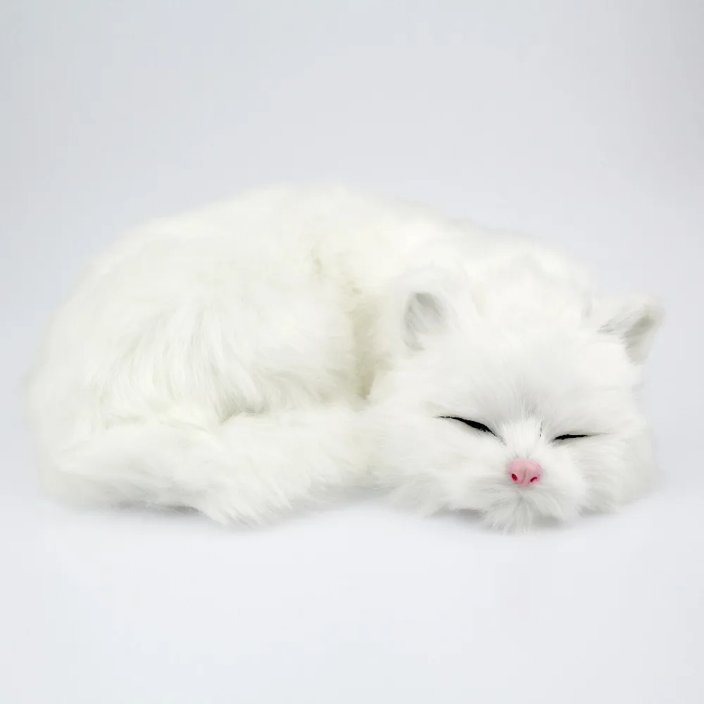 Plush Animals White Yellow Lifelike Sleeping Cats Realistic Pets Models Children Birthday Gifts Creative Home Decoration Kid Toy | Игрушки и
