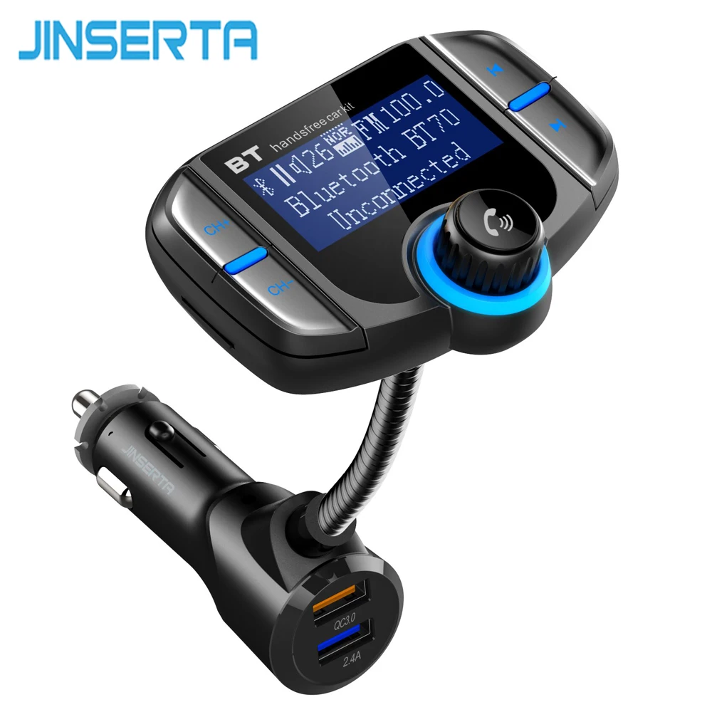 Автомобильный FM трансмиттер JINSERTA BT70 с Bluetooth модулятор передатчик двойным USB