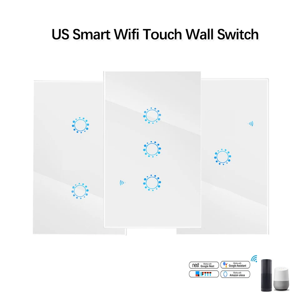 WiFi Smart Wall Touch Switch US 1 2 3 Gang APP Remote Light switch Smart Home Controller support Alexa/Google Home Ewelink App
WiFi Smart Wall Touch Switch US 1 2 3 Gang APP Remote Light switch Smart Home Controller support Alexa/Google Home Ewelink App