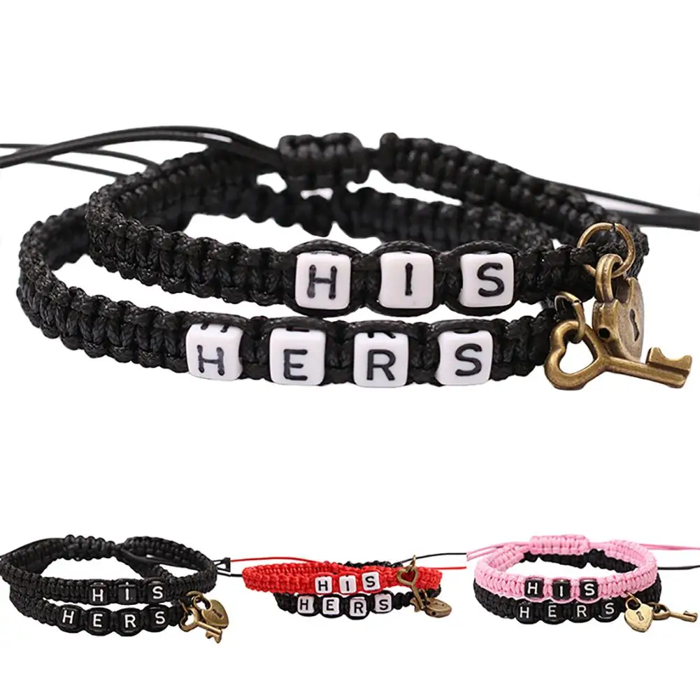 2Pcs/Set HIS HERS Letter Lock Key Charm Handmade Woven Couple Bracelet Bangles 7 Style New
2Pcs/Set HIS HERS Letter Lock Key Charm Handmade Woven Couple Bracelet Bangles 7 Style New