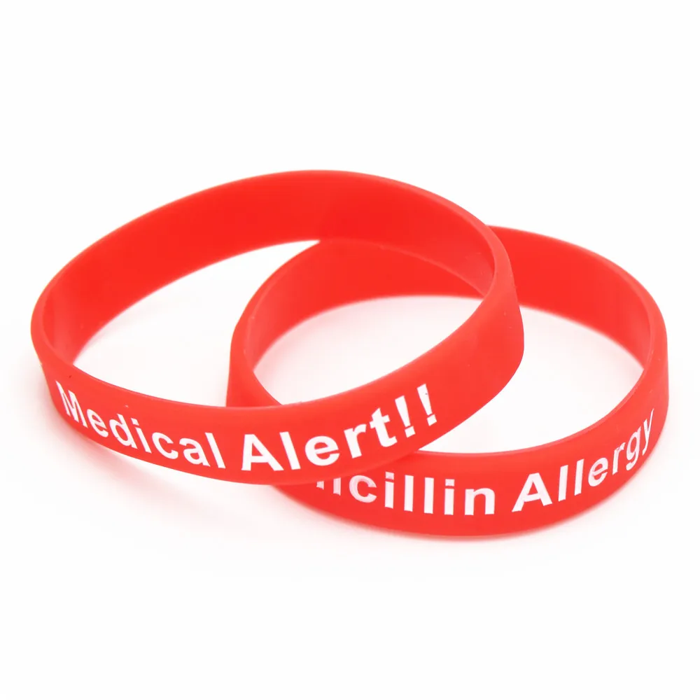 1PC Hot Sale Bracelets Medical Alert Penicillin Allergy Silicone Wristband Red Armband Nurse Bangles Adult Size Gifts SH093
1PC Hot Sale Bracelets Medical Alert Penicillin Allergy Silicone Wristband Red Armband Nurse Bangles Adult Size Gifts SH093