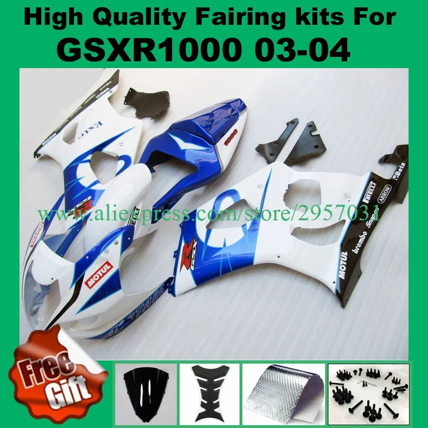 100%Fit Injection fairings fit for SUZUKI GSXR1000 2003 2004 blue white black GSX-R1000 03 04 K3 K4 GSXR 1000 Fairing kits #6T1C
100%Fit Injection fairings fit for SUZUKI GSXR1000 2003 2004 blue white black GSX-R1000 03 04 K3 K4 GSXR 1000 Fairing kits #6T1C