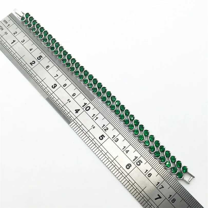 New Green White Cubic Zirconia Sterling Silver Overlay Bracelets Hidden-safety-clasp Link Bracelet 19 CM
New Green White Cubic Zirconia Sterling Silver Overlay Bracelets Hidden-safety-clasp Link Bracelet 19 CM